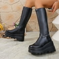 thumbnail image 5 of PiGOGI Women's Knee High Boots with Side Zipper Wedge Heel Winter Casual Boots for Women Black 37, 5 of 6