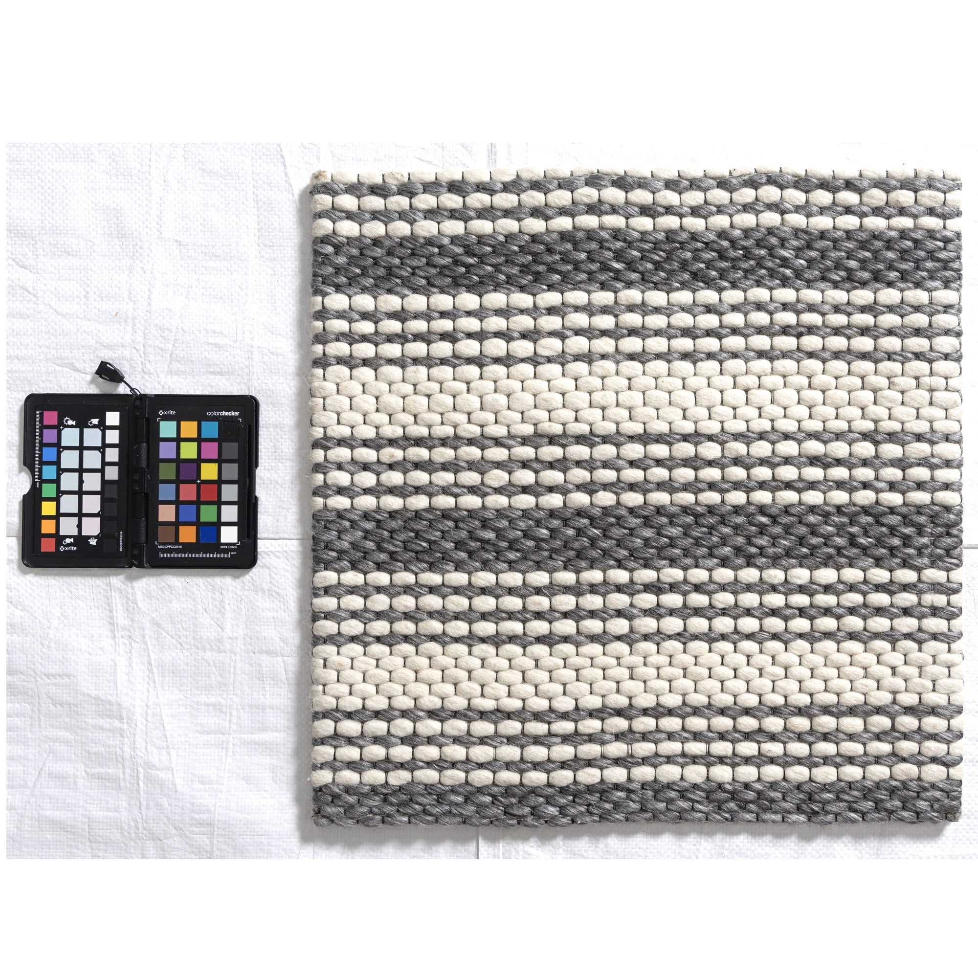 Harlow Hill Asane 9' x 12' Gray/Ivory Striped Wool Indoor Area Rug