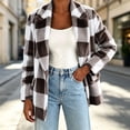 thumbnail image 6 of cocolona Womens Classic Plaid Jacket Fleece Lined Long Sleeve Lapel Overcoat Fall Winter Warm Trendy Outerwear, 6 of 7
