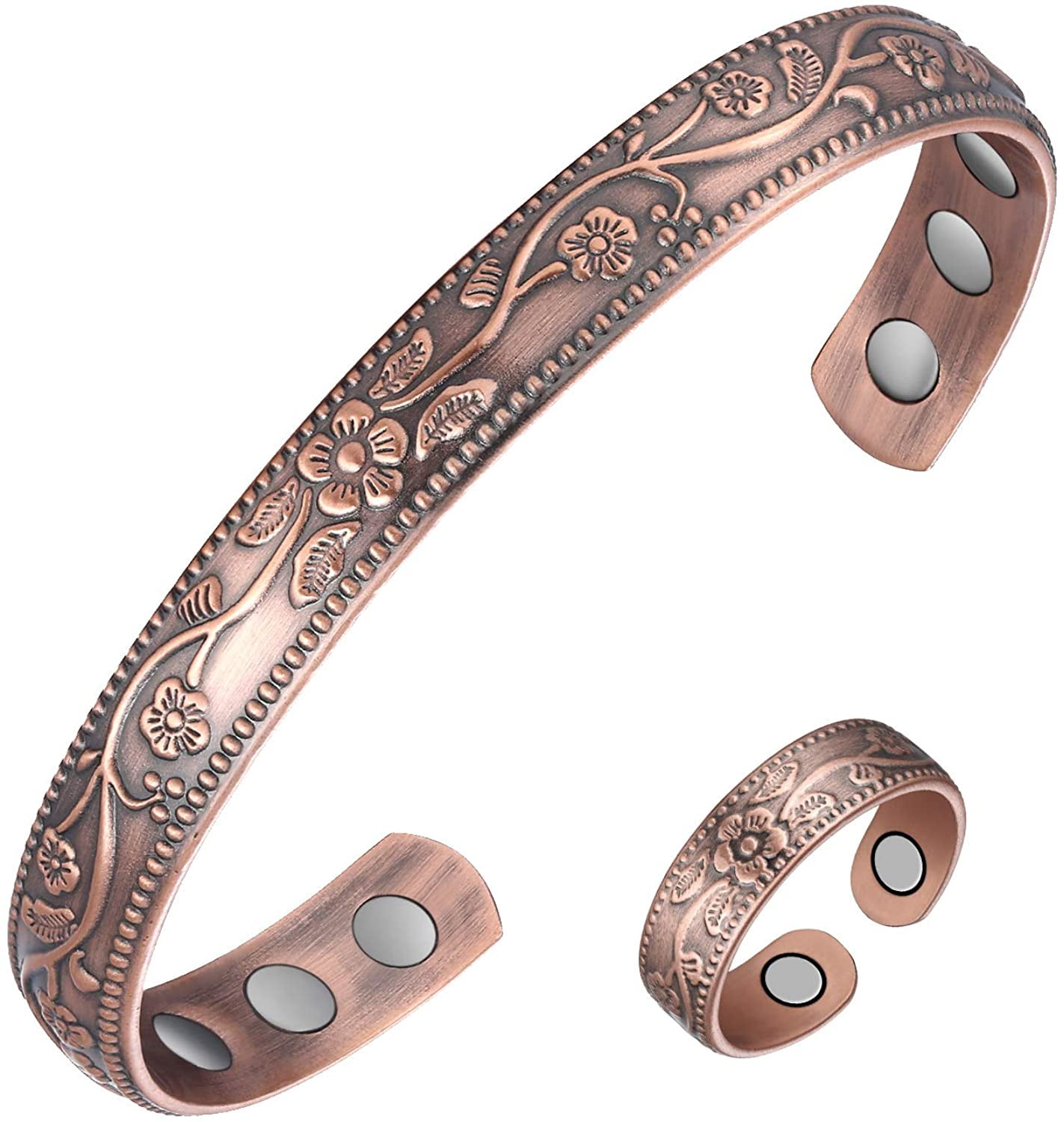 SOLID COPPER MAGNETIC CUFF BRACELET BANGLE HEART MENS WOMENS GIFT PAIN RELIEF 