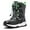 Black/Green, variant on HOBIBEAR Kids Snow Boots Boys Girls Mid Calf Waterproof Warm Faux Fur Lined Insulated Winter Boots(Toddler/Little Kid/Big Kid)