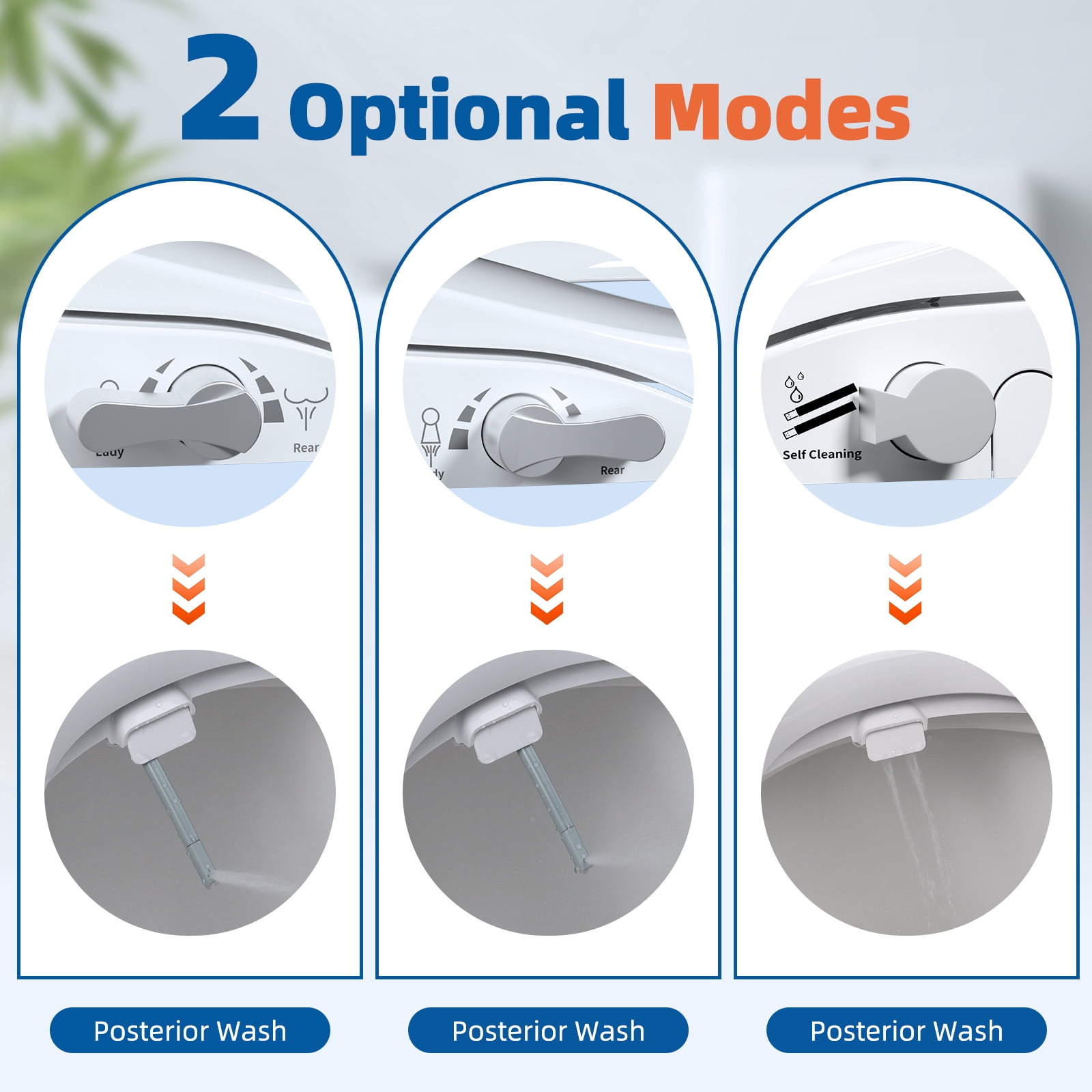 CADOVE Elongated Bidet Toilet Seat, Non-Electric Dual Nozzle Bidet Attachment with Adjustable Self-Cleaning Nozzles