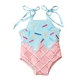 thumbnail image 3 of FINALGANG Baby Toddler Girls Ice Cream Sprinkle Print Tie Strap One Piece Swimsuit For Beach Vacations Pool Parties Summer Holiday Water Activities Cozy Swimwear, 3 of 9