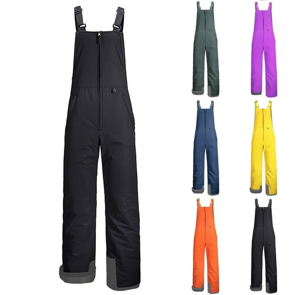 YOIAVIAOY Women Waterproof Snow Bib Snowboard Ski Overalls Pants Insulated Skiing Bib Pants with Pocket Purple M