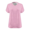 thumbnail image 3 of Hecho para Más Camisa Mujeres de Cuello en V de Gran Tamaño de Manga Corta Top Sólido, Base de Verano Deportivo Tee para el Uso Diario Y Casual Del Hogar, Bastidor de Imitación Ligero, 3 of 5