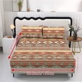 thumbnail image 5 of ZIATUBLES 3-Piece Full Size Bedding Set Soft Cooling Polyester, 1 Fitted Sheet and 2 Pillowcases Comfortable and Durable All-Season Sheets, Brown Aztec Stripe Geometric Print, 5 of 9