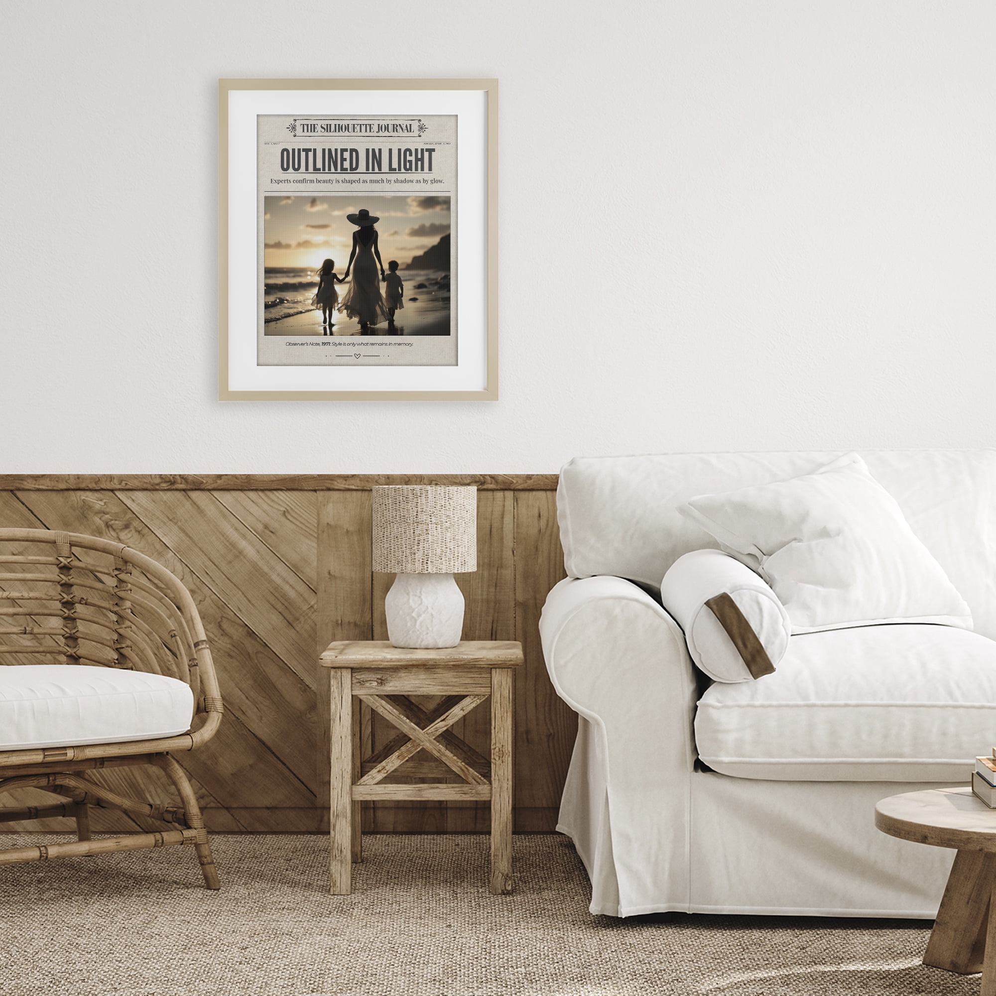 Stupell Industries Outlined In Light Newspaper Birch Framed Print Under Glass, design by A Barefoot Stylist