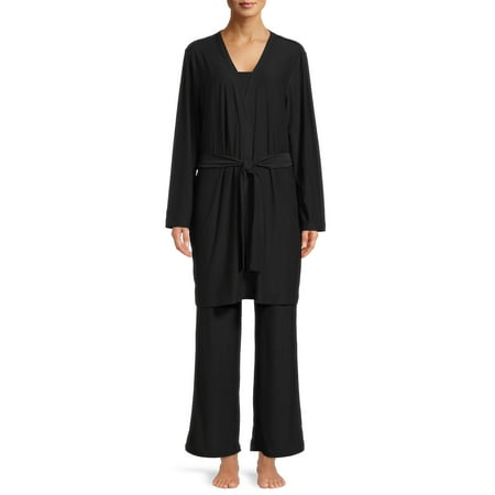 Lissome Women's Sleep Top, Pants and Robe, 3 Piece Pajama Set