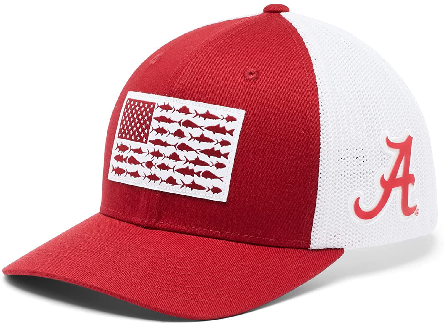 Columbia PFG Mesh Fish Flag Ball Cap - Alabama - L/XL - Red