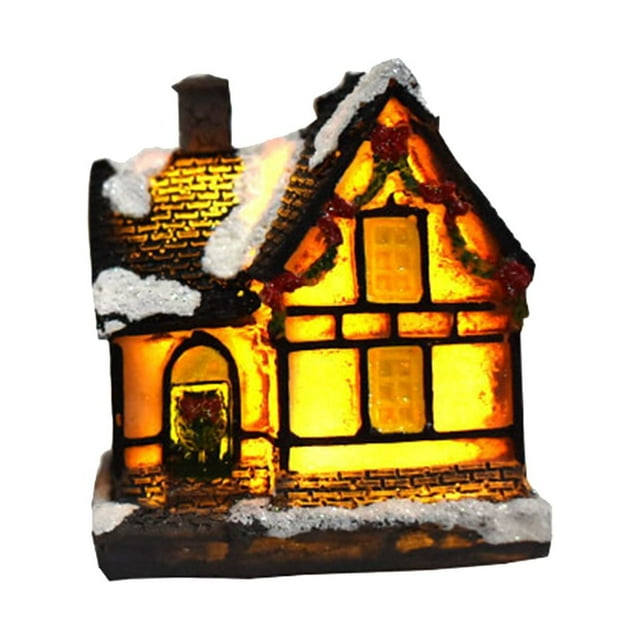 asddcavvf Christmas Decorations Light Up Cabin with Lights Dream European View Children's Christmas Decorations Christmas Keepsake Ornament Bulbs Christmas Decorations Mailbox Ornament