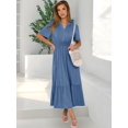 thumbnail image 3 of Vestido largo ANRABESS de verano con manga corta y cuello en V para mujer, 3 of 6