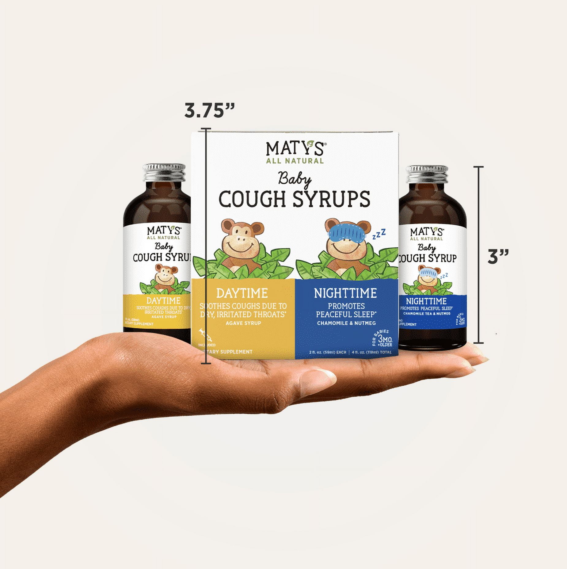 Matys Organic Baby Cough Syrup, for Infants 3 Months and up, Day & Night Value Pack, 2 fl oz, 2 Pk