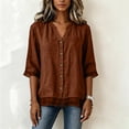 thumbnail image 4 of 3/4 Length Sleeve Womens Tops Button Down V Neck Shirts Tunic Loose Fit Blouses Womens Lightweight Casual Dressy Tops Ladies Fall Outfits, 4 of 6