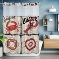 thumbnail image 6 of No Hook Vintage Coastal Shower Curtain with Snap in Liner Set, Nautical Crab Lobster Anchor Retro Art Waterproof Bathroom Curtains with See Through Top Window, Hotel Style Extra Long 72 x 96 Inch, 6 of 9