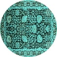 thumbnail image 1 of Ahgly Company Indoor Round Oriental Turquoise Blue Industrial Area Rugs, 3' Round, 1 of 4