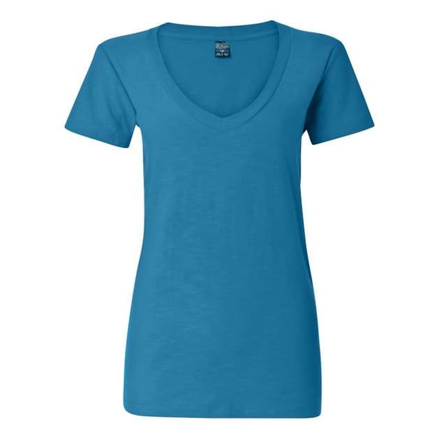 J America Vanity - Camiseta con cuello en V para mujer, talla grande, Oceanberry J América 8169