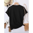 thumbnail image 2 of Camiseta gráfica de San Valentín para mujer, top informal de manga corta con cuello redondo, tejido de punto, camiseta con estampado "Love & Hugs" para todas las estaciones, atuendo para San Valentín., 2 of 6
