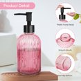 thumbnail image 2 of 1pc 13.5 oz Glass Soap Dispenser, Manual Press Hand Soap Dispenser Bottle, Skin & Body Wash Storage Bottle, Reusable, Pink, 2 of 13