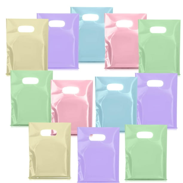 Bolsas de Regalo de Plástico Geyoga 500 Piezas con Asa 15x20 cm (Pastel)