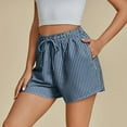 thumbnail image 4 of Ofertas Flash! lcziwo Womens Striped Shorts Drawstring Elastic Waisted Wide Leg Shorts Baggy Comfy Casual Summer Beach Shorts Blue M, 4 of 8