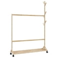 thumbnail image 5 of vidaXL Clothes Rack with Hooks and Wheels 100x35x157 cm Bamboo, 5 of 5