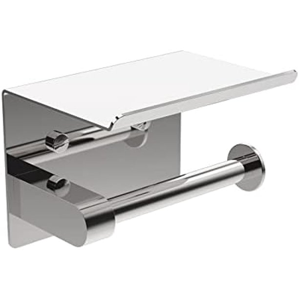 WeiHuan Toys MK34053, Portarrollos de Papel Higiénico, Portarrollos de Papel Higiénico de Pared, Portarrollos de Acero Inoxidable 304, Instalación con Tornillos o Autoadhesivo 3M, Plata