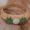 thumbnail image 5 of LBG British Made 18k Rose Gold Natural Opal & Emerald Womens Promise Ring - 33 size options - Size 10.75, 5 of 7