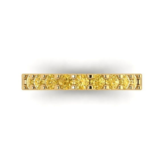 0.63 ctw Wedding Band for Women - 18K Yellow Gold Natural Citrine Stackable Eternity Ring