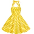thumbnail image 3 of DORKASM Girls Retro Polka Dot Dress: Comfortable Casual Vintage Style Sling Dress Yellow 130, 3 of 3