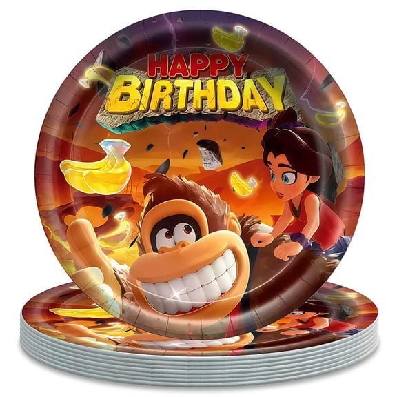 Donkey Kong Bananza Paper Plates Birthday Decorations Party Supplies Tableware Disposable Dinnerware