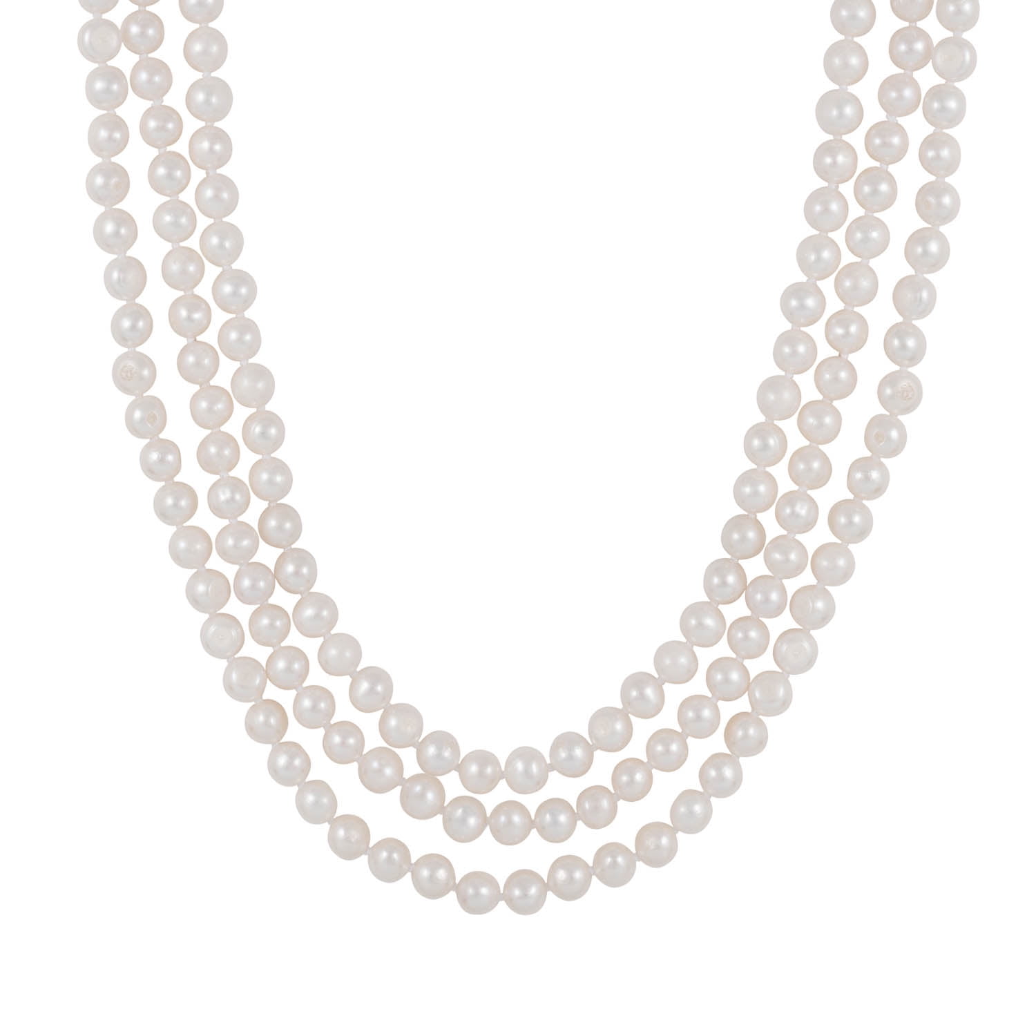 White Genuine Freshwater Cultured High Luster Pearl Endless Necklace 100