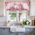 thumbnail image 2 of Valentine's Day Farmhouse Short Window Curtain Valances, Gnomes Love Roses Romantic Pink Plaid Rod Pocket Kitchen Valances for Living Room Bedroom Bathroom Cafe 42" x 18", 2 of 8