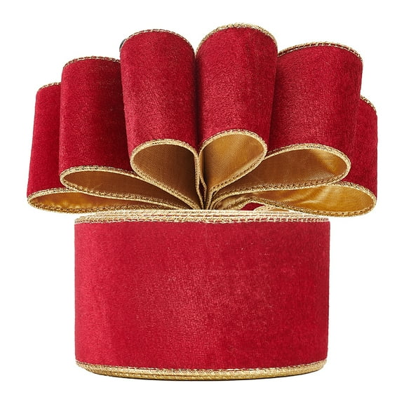 1 Roll 10 Yards Red Single Face Velvet Ribbon 2-1/2 inch Wide Christmas Velvet Ribbon Woven Velvet Trim Soft Satin Ribbon for Christmas Tree Wedding Decor Bow Making Gift Wrapping