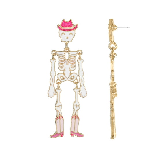 Way to Celebrate Halloween Cowboy Skeleton Dangle Earing, 1 Pair