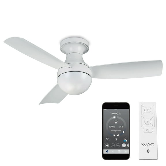 Orb Indoor and Outdoor 3-Blade Smart Flush Mount Ceiling Fan 44in Matte White with Remote Control