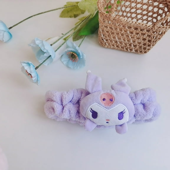 Kawaii Spa Headband for Washing Face,Cute Kuromi Headband for Make Up, Washing, Party, Soft Headband for Woman Girls,Anime Cute Makeup Wash Hair Ring Hair Accessories Gifts