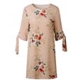 thumbnail image 3 of Robe une-Pièce à Manches Cinquième pour Femmes, Col Rond, Motif Floral Délicat, Coupe Ample, 3 of 4