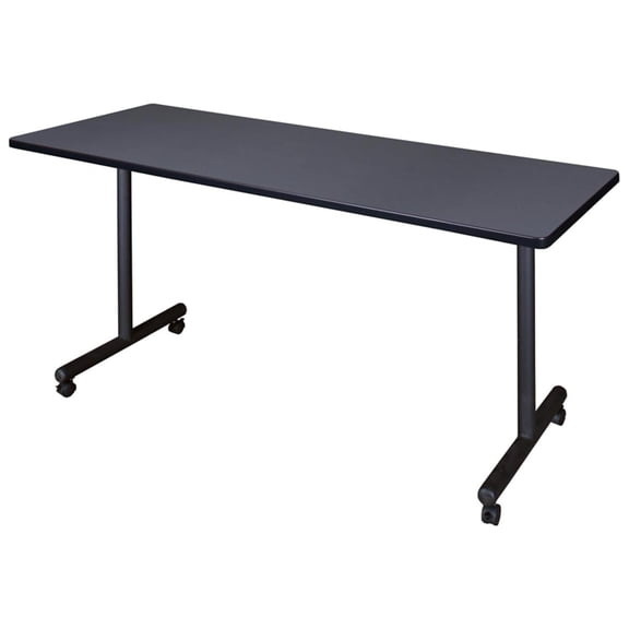 HomeStock Tribal Treasures 72" x 24" Mobile Training Table- Grey, Adjustable and Foldable Office Table with Wheels for Meeting Rooms and Classrooms