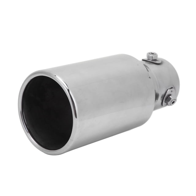 Punta de escape de coche 60x89mm Acero inoxidable espejo plateado pulido redondo Universal para automóviles