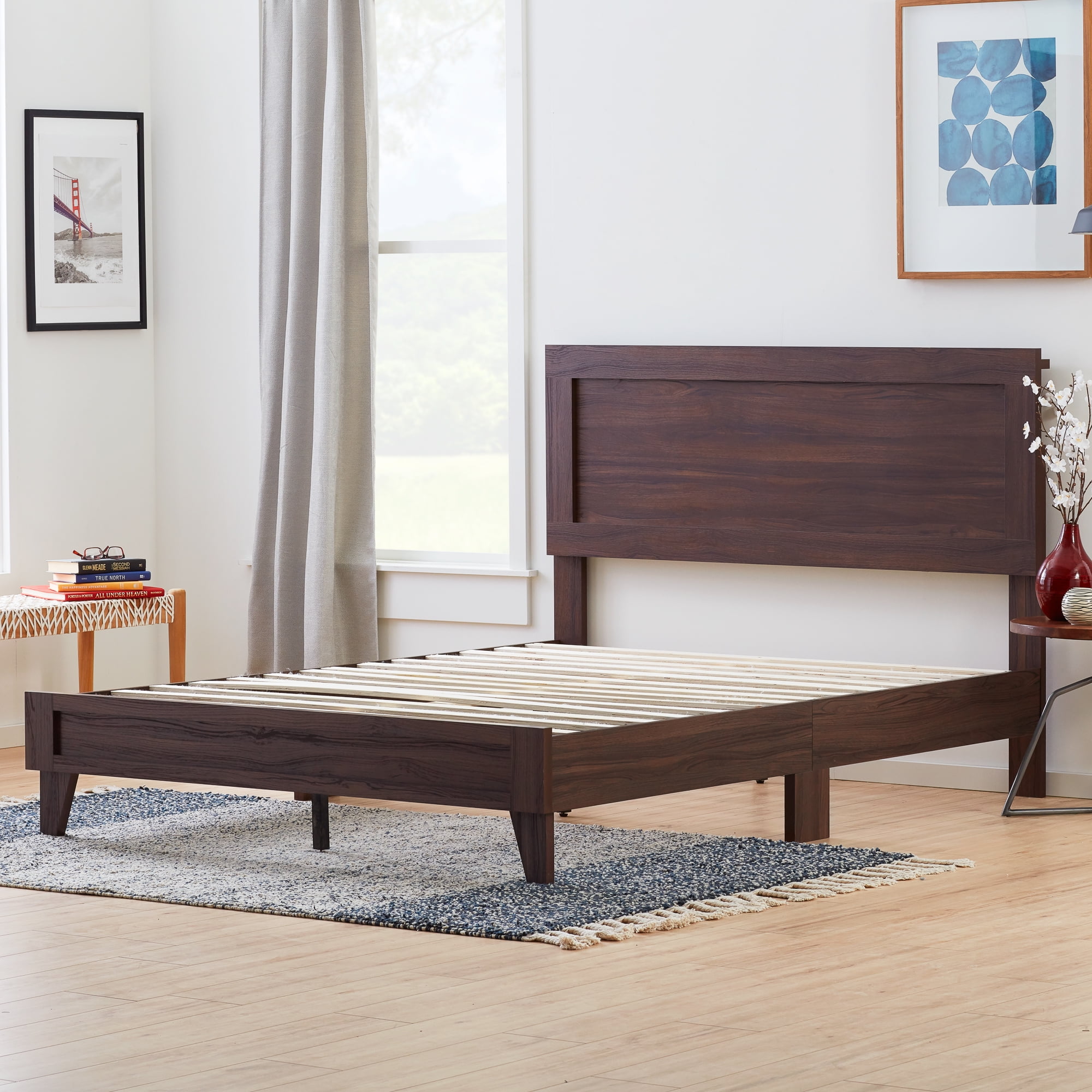 Rest Haven Durable Classic Framed Wood Platform Bed Cal King Rustic Mahogany Com Rest Haven Durable Classic Framed Wood, Cal King Platform Bed Frame Wood