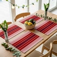 thumbnail image 5 of Red Striped Placemats for Dinning Table Set of 4, Modern Minimalist Gradient Lines Country Burlap Kitchen Place Mats Waterproof Cloth Table Mats, Indoor Outdoor Placemats Easy Clean Dinner Decor, 5 of 8