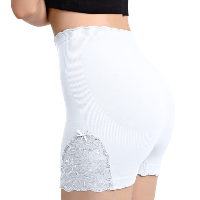LOVZFMLL Short Gainant Taille Mi-Haute pour Femmes, Pantalon Gainant, Blanc, Taille Unique
