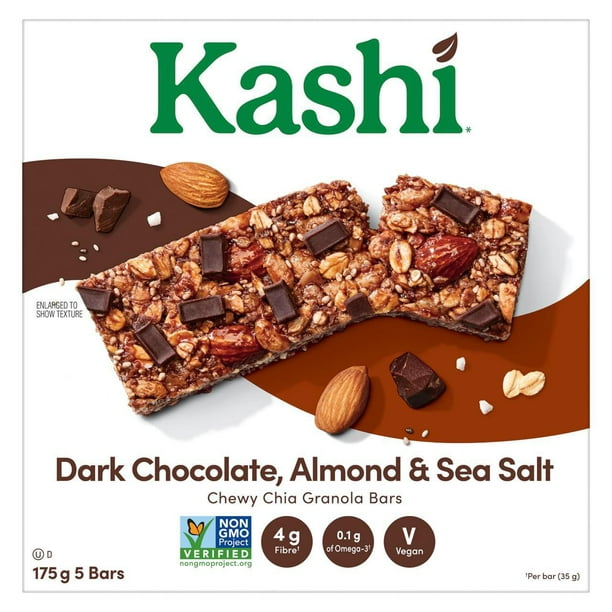 Kashi Barres granola au chia, Chocolat noir amandes et sel de mer, 175g, 5 barres