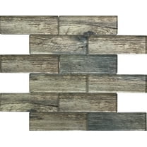 5 pack Wooden Brown 11.8 in. x 11.8 in. Polished Glass Subway Mosaic Floor and Wall Tile (4.83 sq. ft./Case)