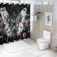 thumbnail image 7 of JEUXUS Skeleton Butterfly Black and White Skull Mushroom Shower Curtain for Bathroom White, 7 of 7