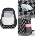 thumbnail image 4 of Gray and Black Checkered Pattern 17" School Backpacks for Teens,Waterproof Oxford Fabric,S-Shape Padded Straps for School,Travel,Hiking,Camping, 4 of 6
