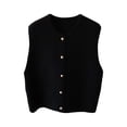 thumbnail image 1 of Chaleco de punto, ropa, diseño vintage, botonadura sencilla, cárdigan cómodo. Negro, 1 of 9