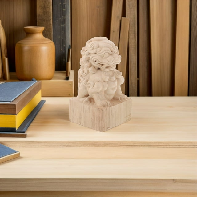 HEALEEP Beige Lion Design Wood Finials for Home Decorative Use Easy Installation Low Maintenance 2.5 in