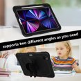 thumbnail image 5 of Compatible with iPad Pro 11 2022/2021/2020/2018/Air 4/Air 5, Case for Kids Boy Girl Gift, Cute Butterfly Wings Kickstand Shockproof Silicone Heavy Duty Rugged Cover with Shoulder Strap - Black, 5 of 7