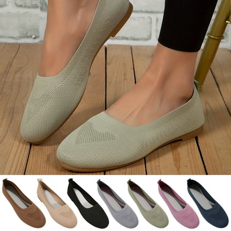 

Women Mesh Surface Casual Shoes Shallow Mouth Easy To Wear Off Flat Shoes Comfortable Sandals Gray qILAKOG Size 9